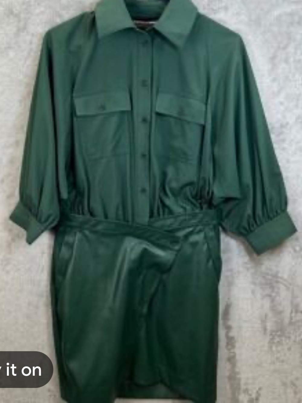 Gabrielle Union XL Forest Green Shirt Dress with Faux Leather Skirt